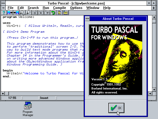 Turbo Pascal for Windows 1.5 - About